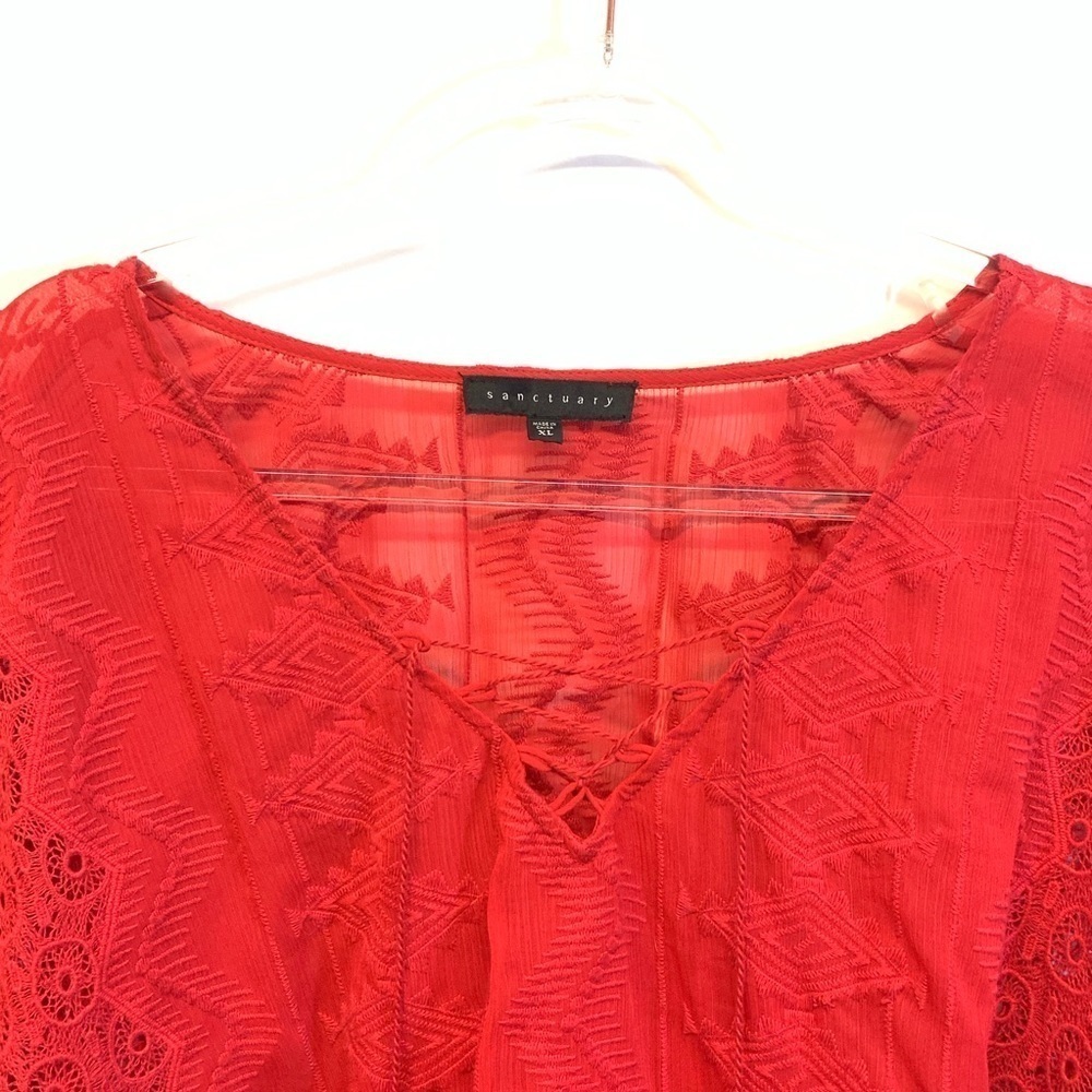 Sanctuary Cheyenne Lace Inset Embroidered Blouse - Picture 4 of 7